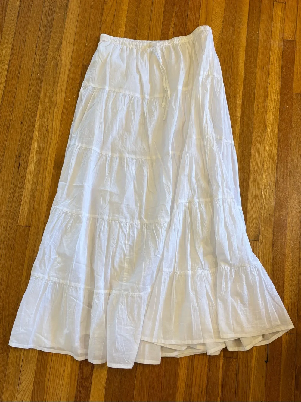 NWOT Lucky Brand White Tiered Poplin Maxi Skirt - Picture 2 of 3